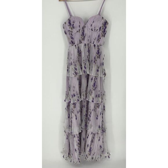 Dress the Population Dresses & Skirts - Dress the Population Tiered Lavender Floral Maxi Dress